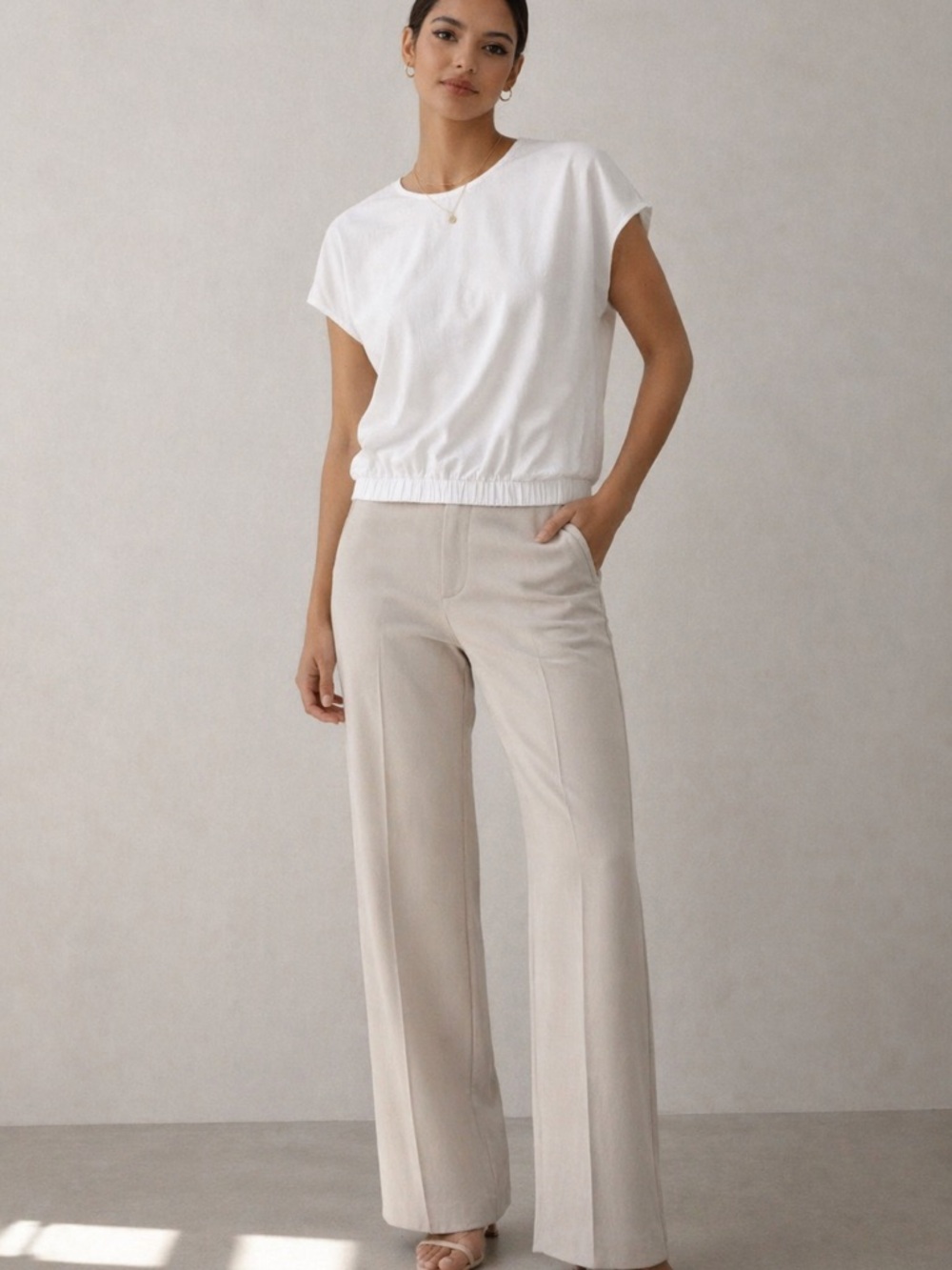 Mango MNG Collection White Textured Top | Minimal Capsule Wardrobe | Size S
